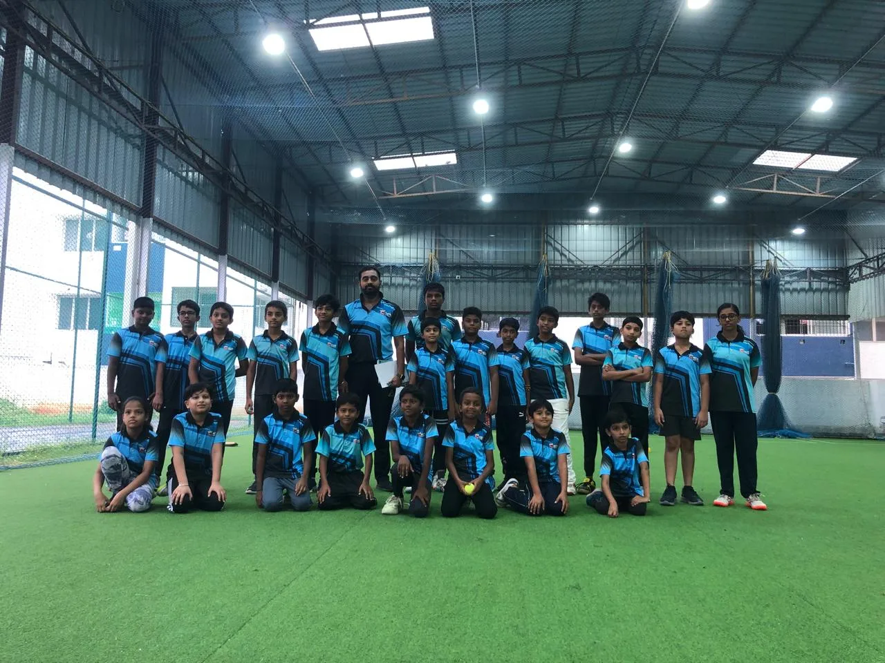 Elite Cricket Academy Chennai juniors and their coach at the Inter Academy Tournament, August 2025