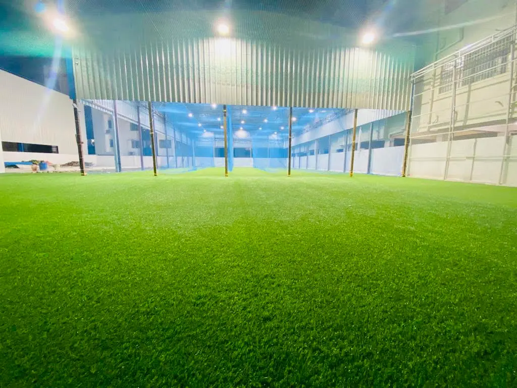 The floodlit box-cricket turf